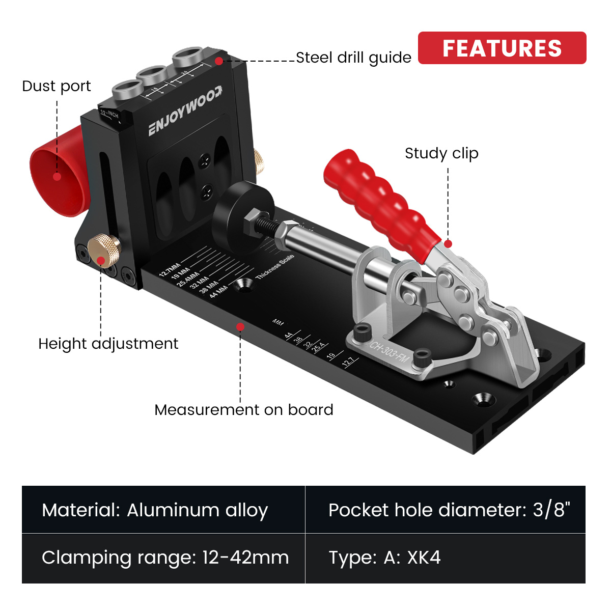 ENJOYWOOD XK4 Woodworking Incl - огляд і ціна Pocket Hole Jig