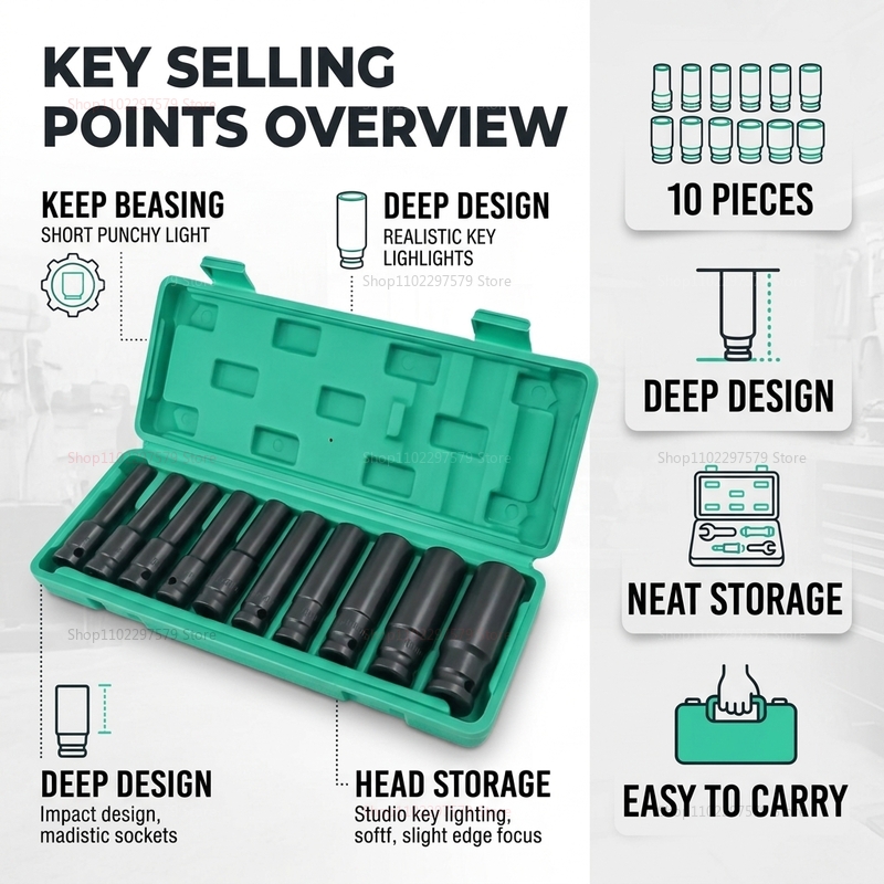 10pcs Socket Wrench Set 8-24mm - огляд і ціна Car Workshop Tools Kit